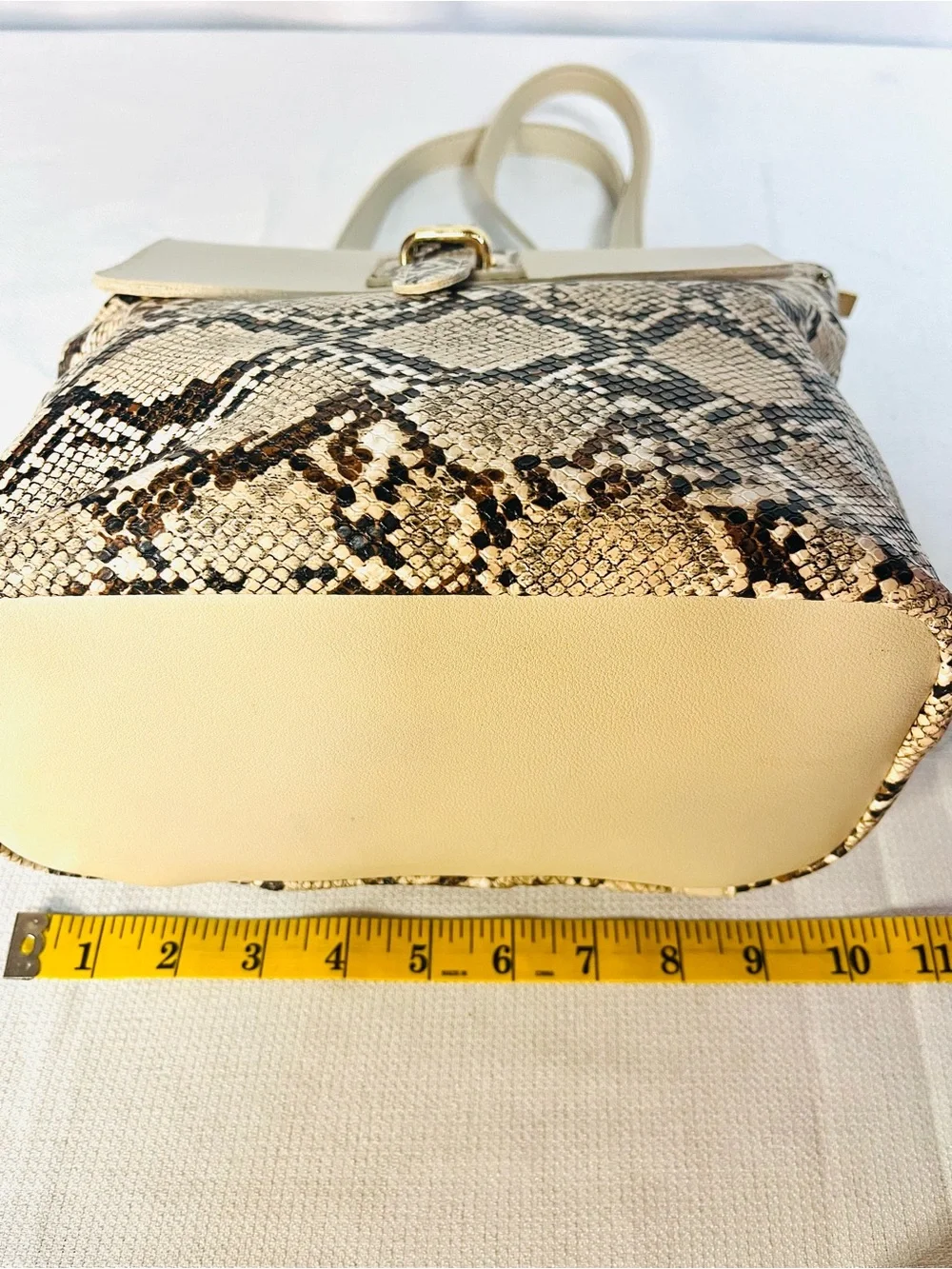Snake-Print Beige 3-in-1 Convertible Backpack Crossbody Bag with